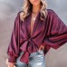 women's casual loose imitation silk shirt HF0502-03-02