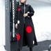 fine black dotted long coat plus size hooded maxi coat women side open baggy coats