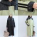 new autumn linght green patchwork cotton outwear plus size hooded maxi coat