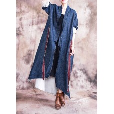 vintage oversize Coats fall outwear blue patchwork asymmetric coats